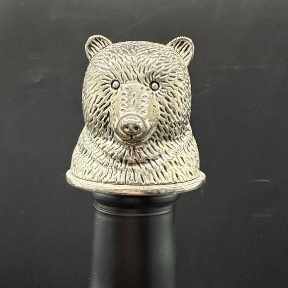 Vintage Bull Bear Market Neiman Marcus Silver Plated Bottle Stopper Set - Picture 3 of 12
